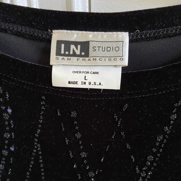 IN Studio Top Black Silver Sequin Large - Picture 4 of 5